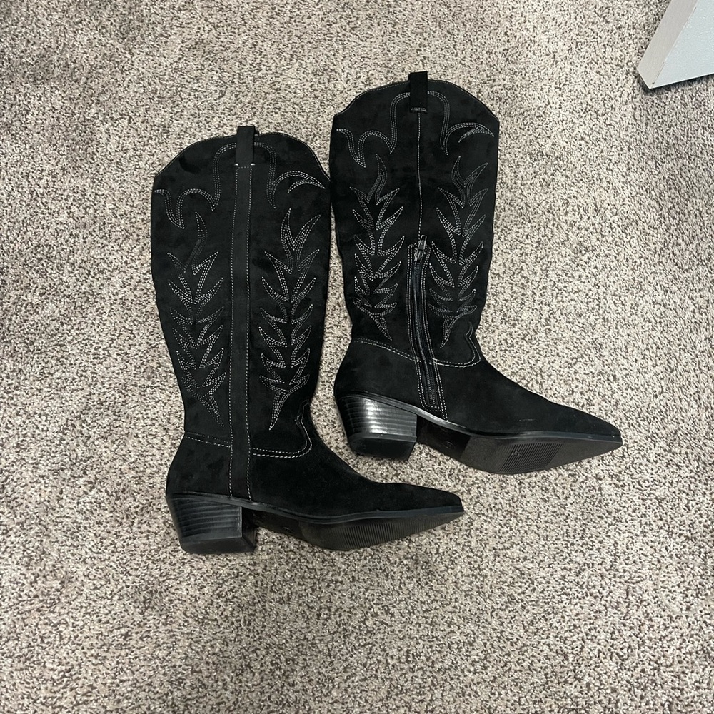 Wild fable suede tall black western boots